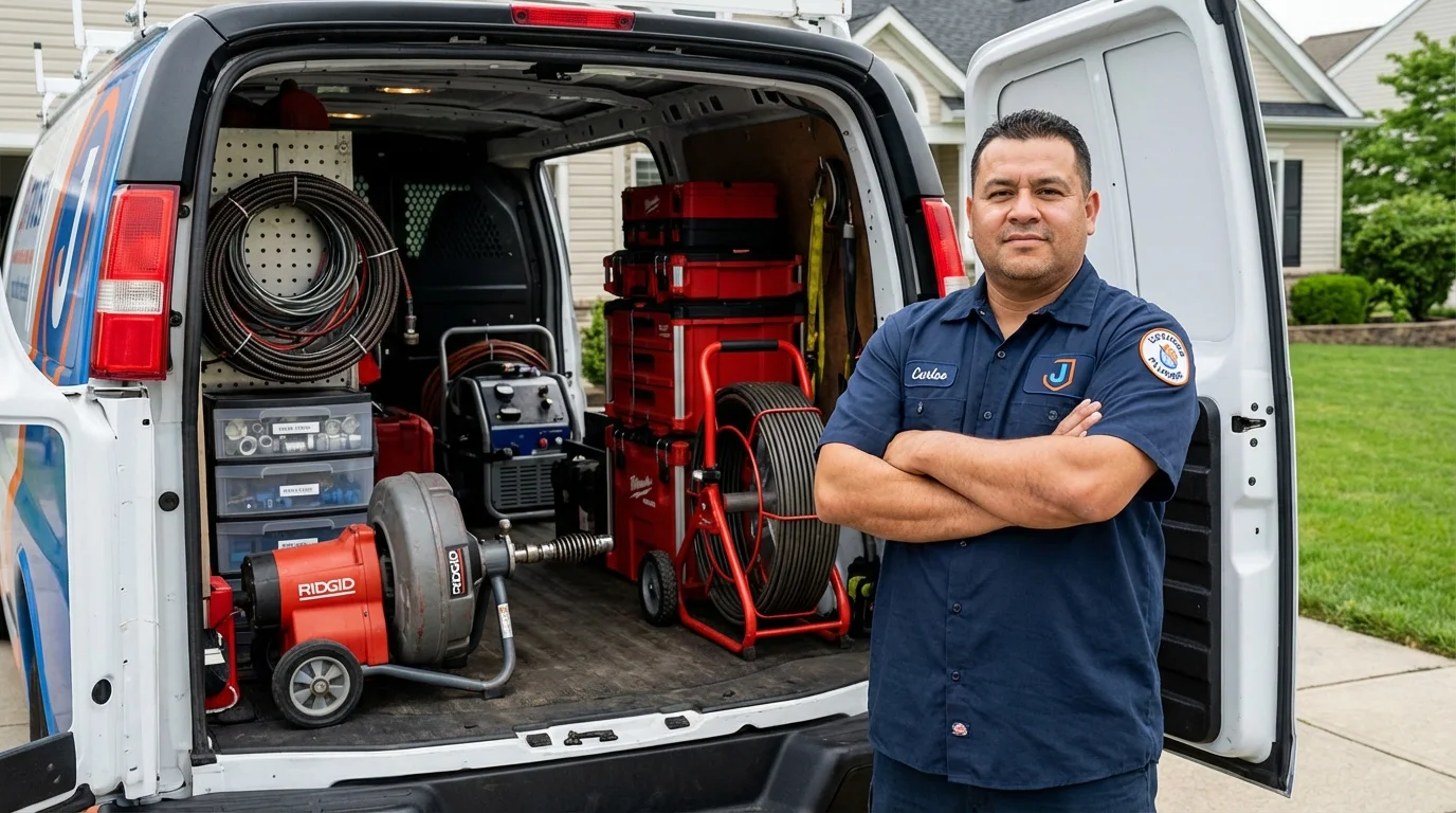 Professional drain cleaning equipment and Johns Plumbing LLC plumber in Tarentum