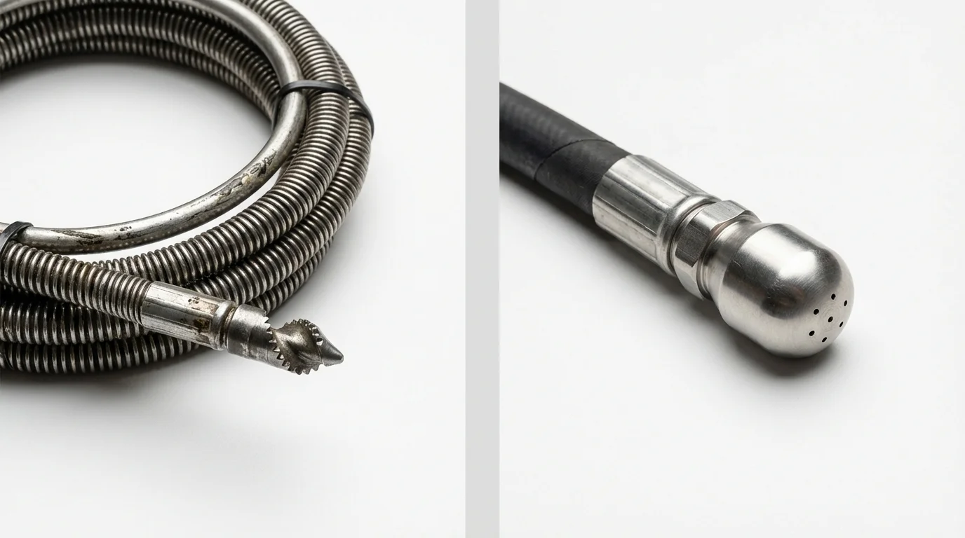 Drain snake cable and hydro jetting nozzle used for drain cleaning in Tarentum, PA