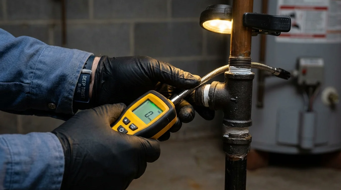 Gas leak detection with electronic sniffer by Johns Plumbing LLC in Tarentum
