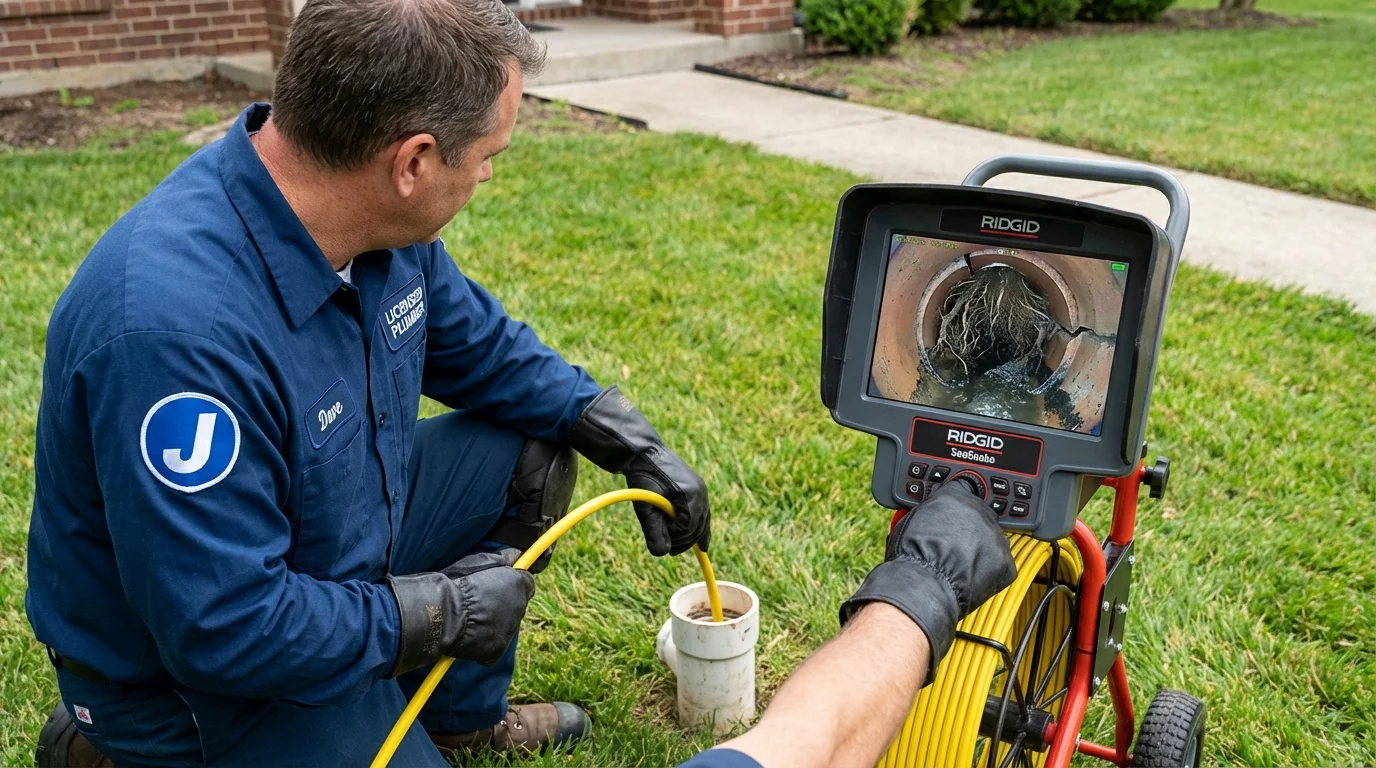 Sewer camera inspection being performed by Johns Plumbing LLC in Tarentum